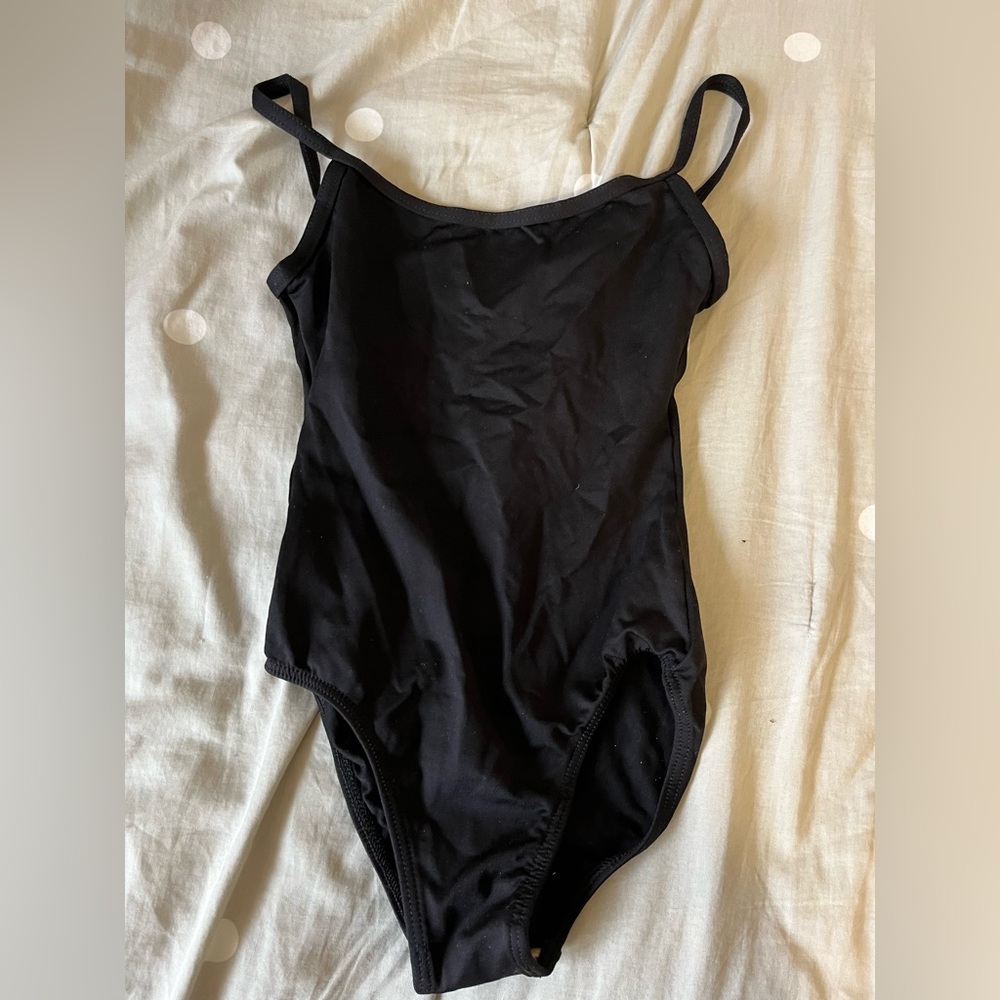 Motionwear open back leotard, black